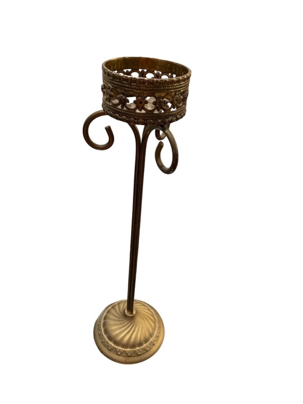 Vintage solid brass 12.5'x3.5" geometric classic candle stick holder SKU 9990